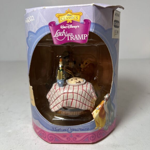 ENESCO Disney's Lady And The Tramp SPAGHETTI DINNER KISS Christmas Ornament RARE - Picture 3 of 5